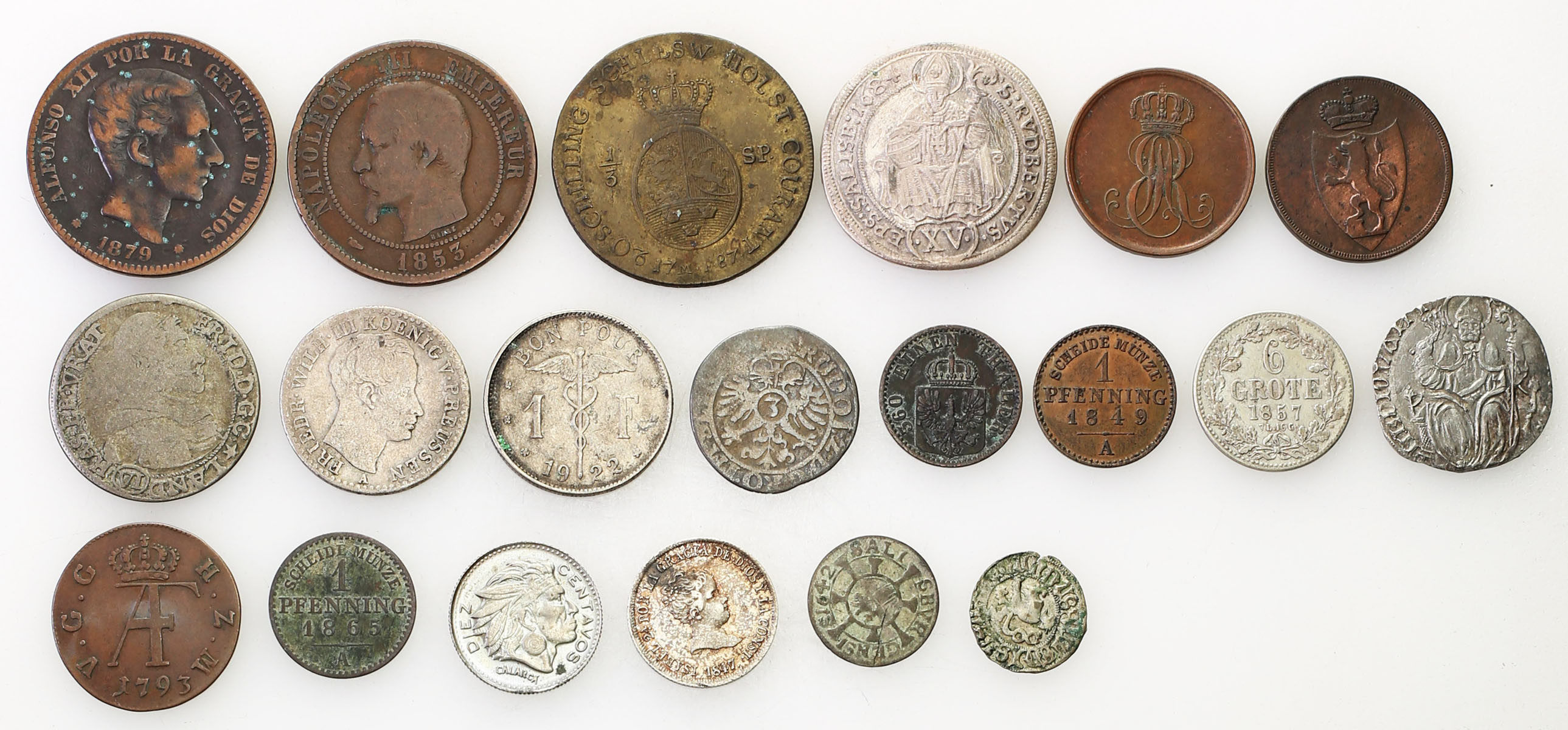 Świat – Austria, Belgia, Niemcy, Włochy, Francja, Hiszpania, zestaw 20 monet
